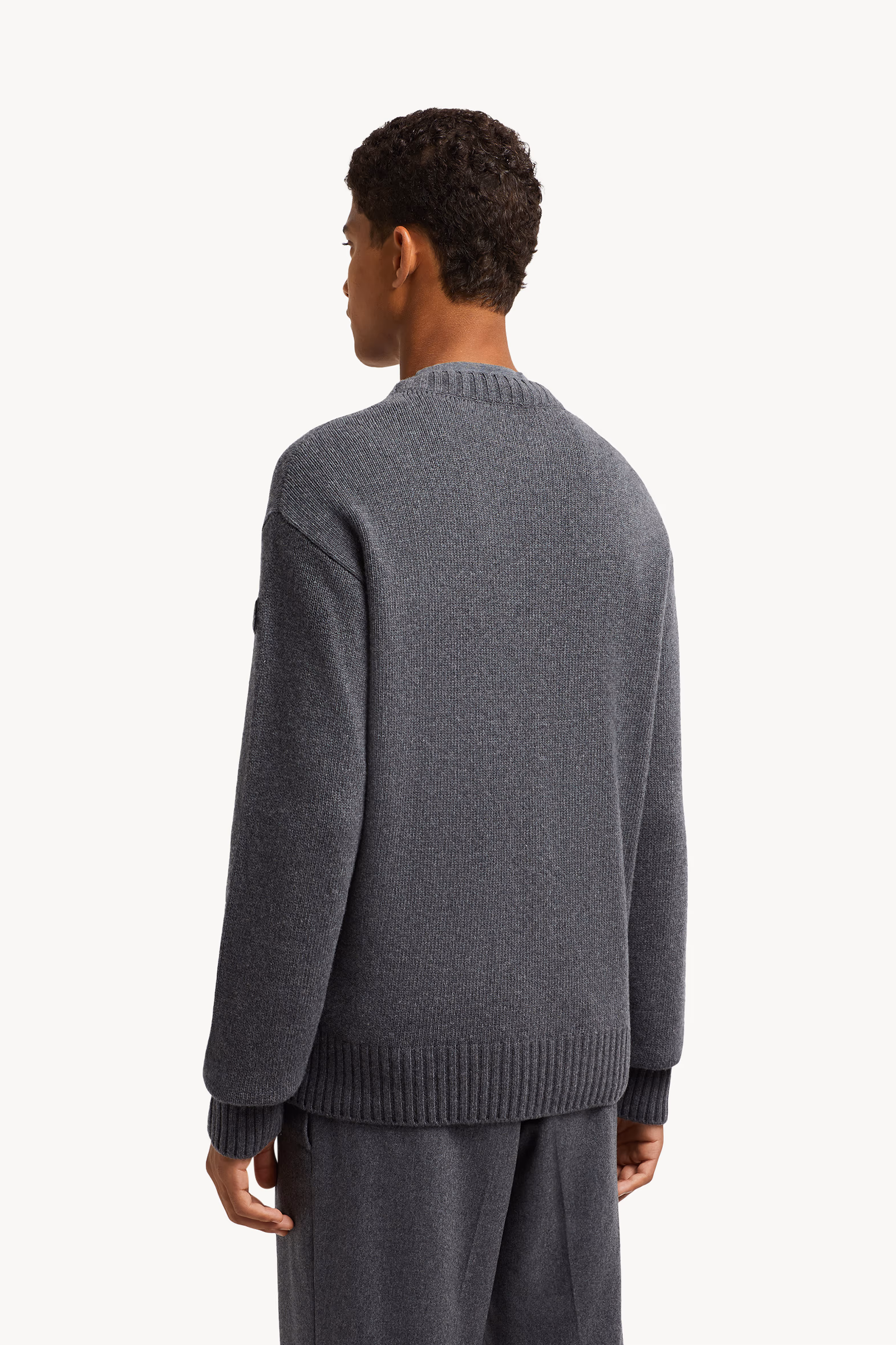 Monogram Wool & Cashmere Sweater Men Dark Grey Moncler 5